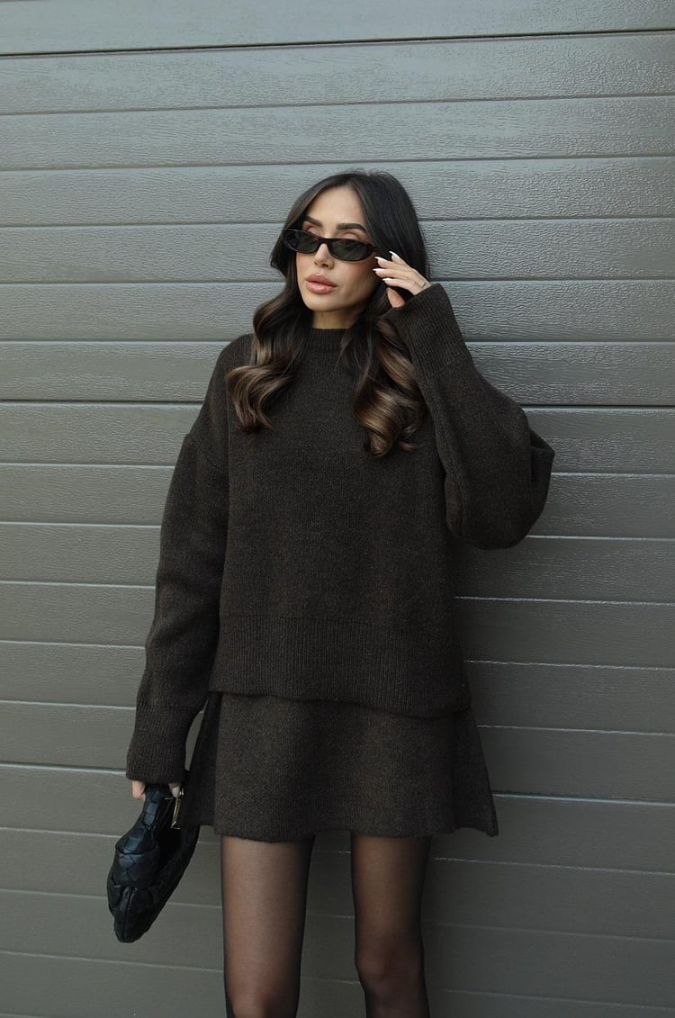 Natalia – Strick-Set Damen aus Pullover & Minirock im modernen Cozy-Look