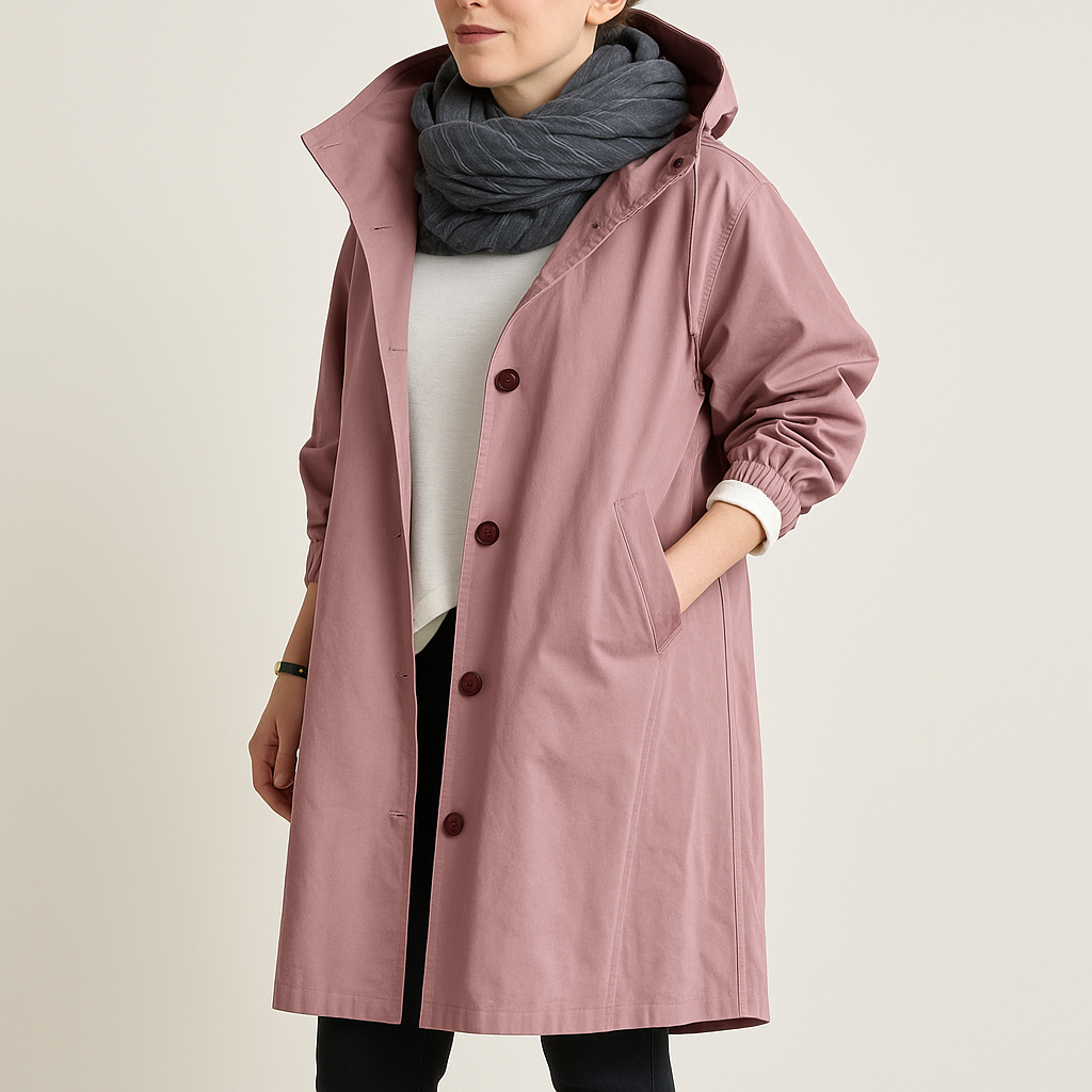 Laura – Damen Wasserdichter Regenmantel Mit Kapuze
