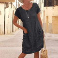 Mara – Locker geschnittenes Damenkleid mit Rundhalsausschnitt