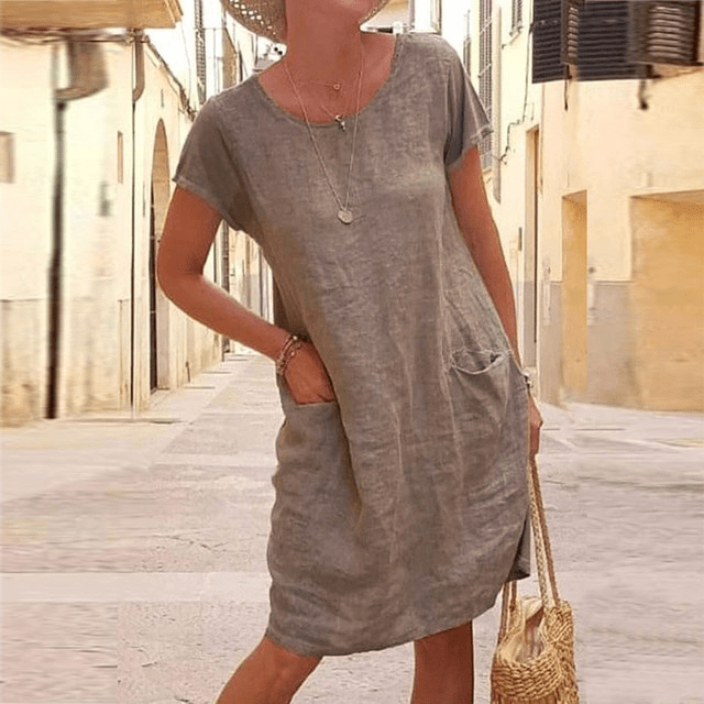 Mara – Locker geschnittenes Damenkleid mit Rundhalsausschnitt