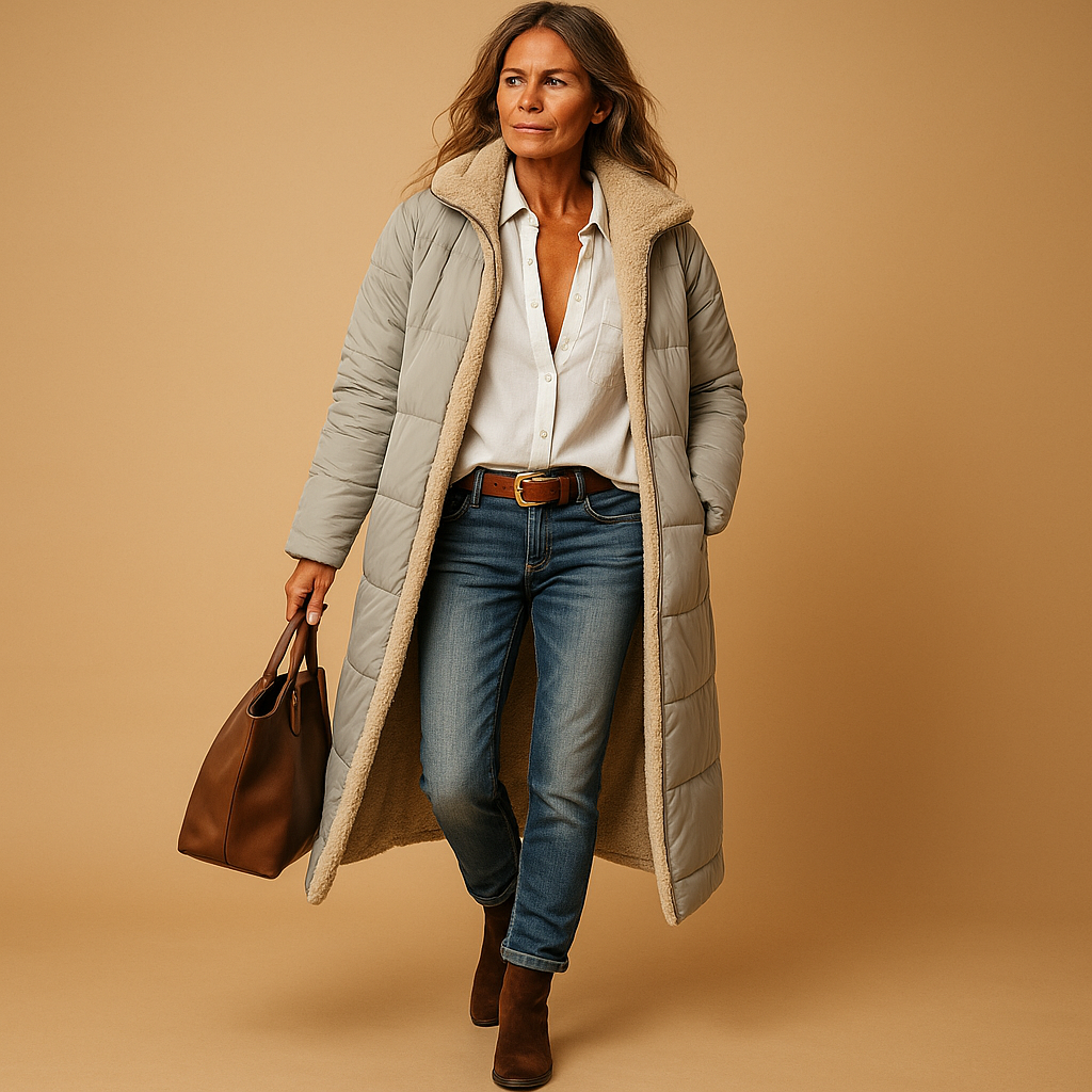 Ava – Langer Damen-Wintermantel mit Teddy-Innenfutter