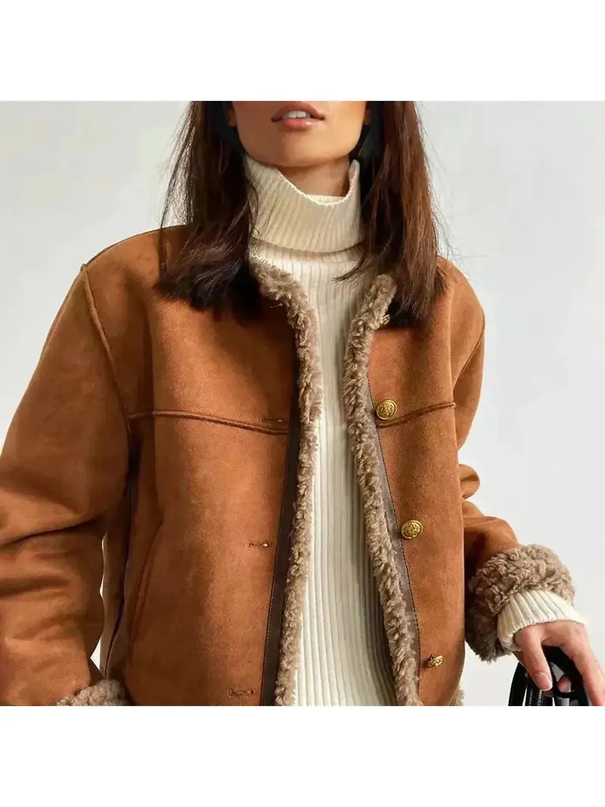 Amira – Kuschelige Shearling Winterjacke Damen