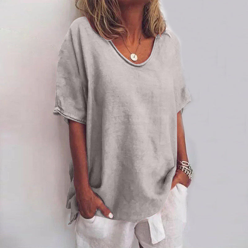Paula – Damen Lockeres Kurzarmshirt mit Rundhalsausschnitt