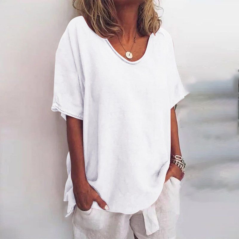 Paula – Damen Lockeres Kurzarmshirt mit Rundhalsausschnitt