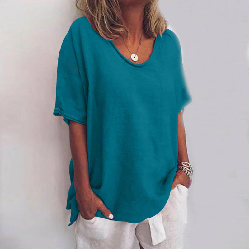 Paula – Damen Lockeres Kurzarmshirt mit Rundhalsausschnitt