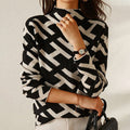 Lina - Damen Pullover mit Stehkragen und Print