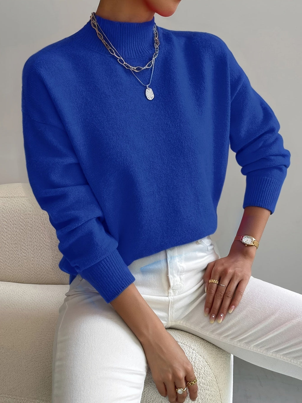 Laura – Weicher Feinstrickpullover mit Stehkragen für Damen