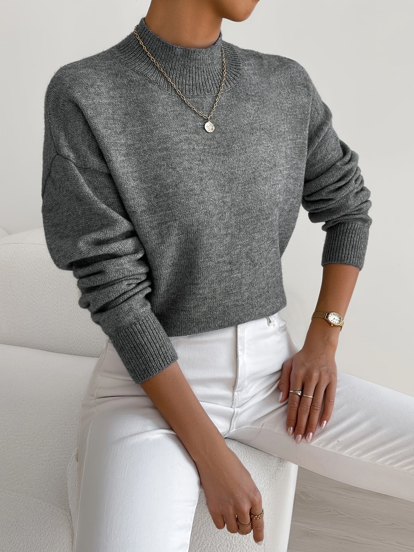 Laura – Weicher Feinstrickpullover mit Stehkragen für Damen