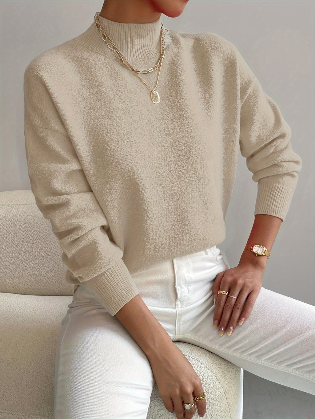 Laura – Weicher Feinstrickpullover mit Stehkragen für Damen