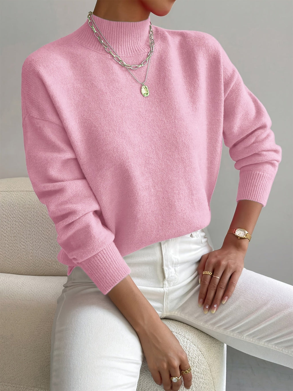Marina | Damen Winter Rollkragen Strickpullover mit Rippenmuster - Elle Zürich