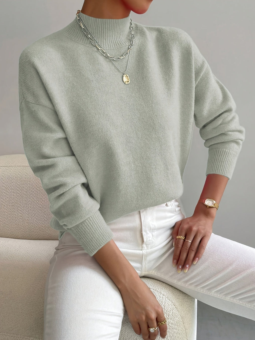 Laura – Weicher Feinstrickpullover mit Stehkragen für Damen