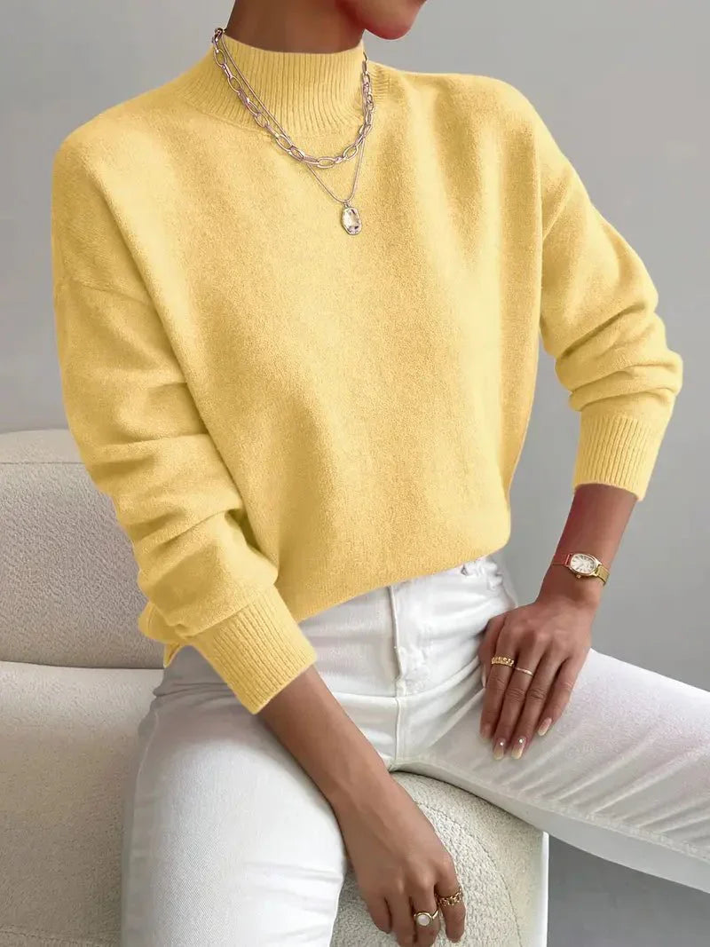 Élodie - Damen Feinstrickpullover mit modernem Stehkragen