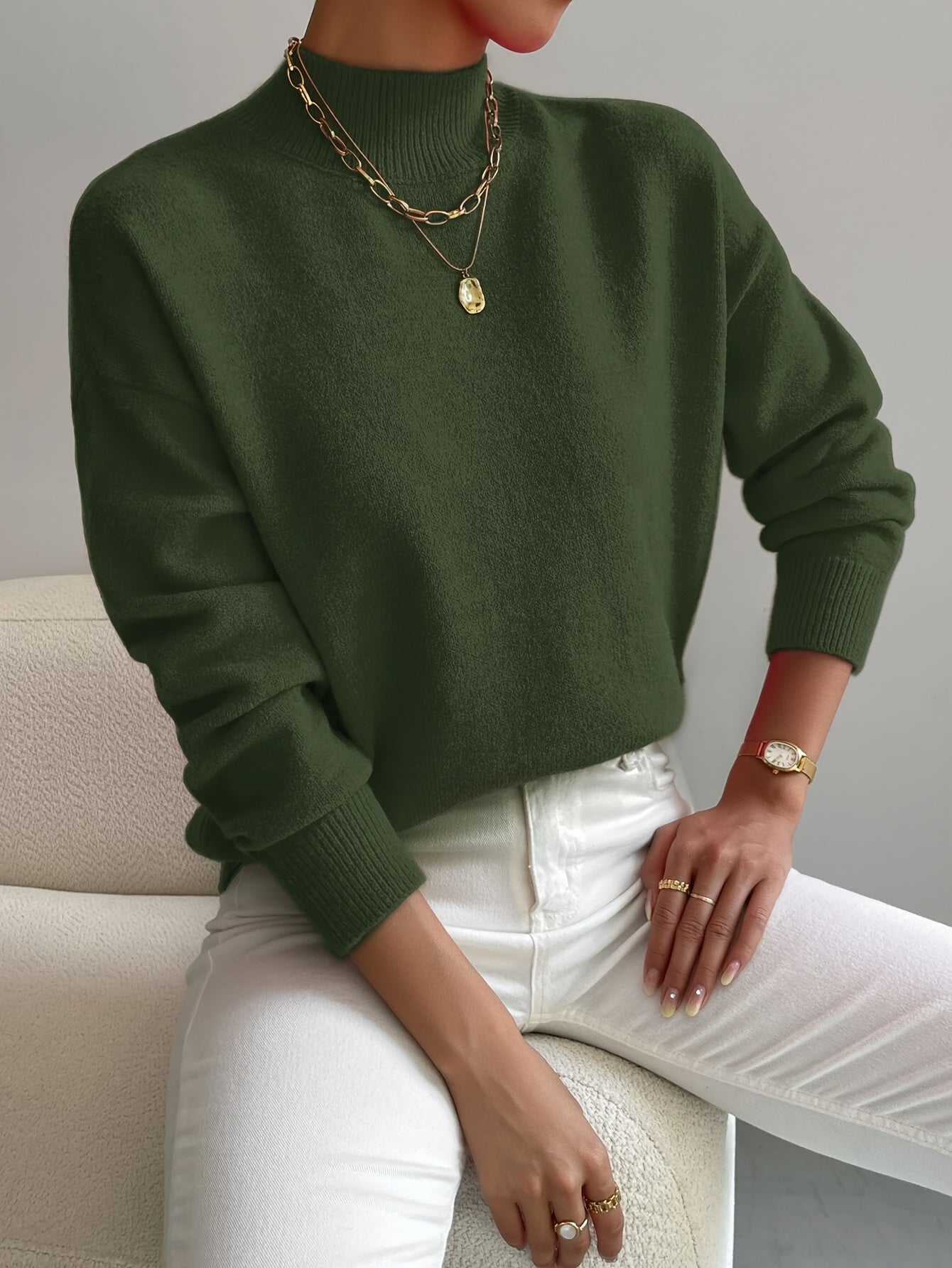 Laura – Weicher Feinstrickpullover mit Stehkragen für Damen