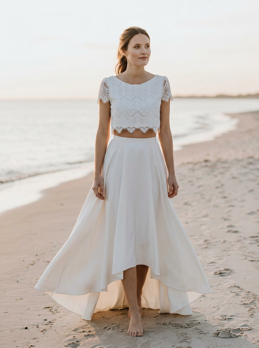 Zweiteiliges Brautkleid Marie im Lookbook – Strandhochzeit