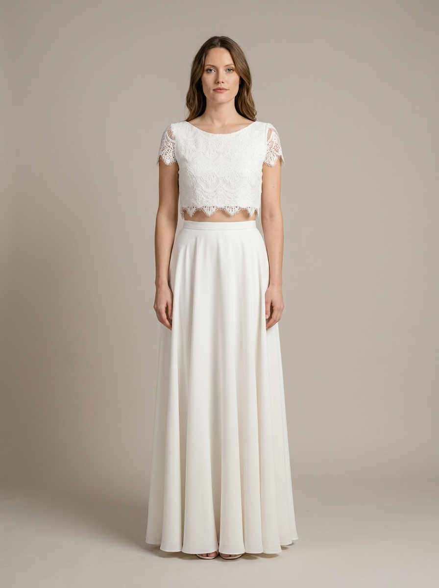 Zweiteiliges Brautkleid Marie – Studioaufnahme, große Körperlänge