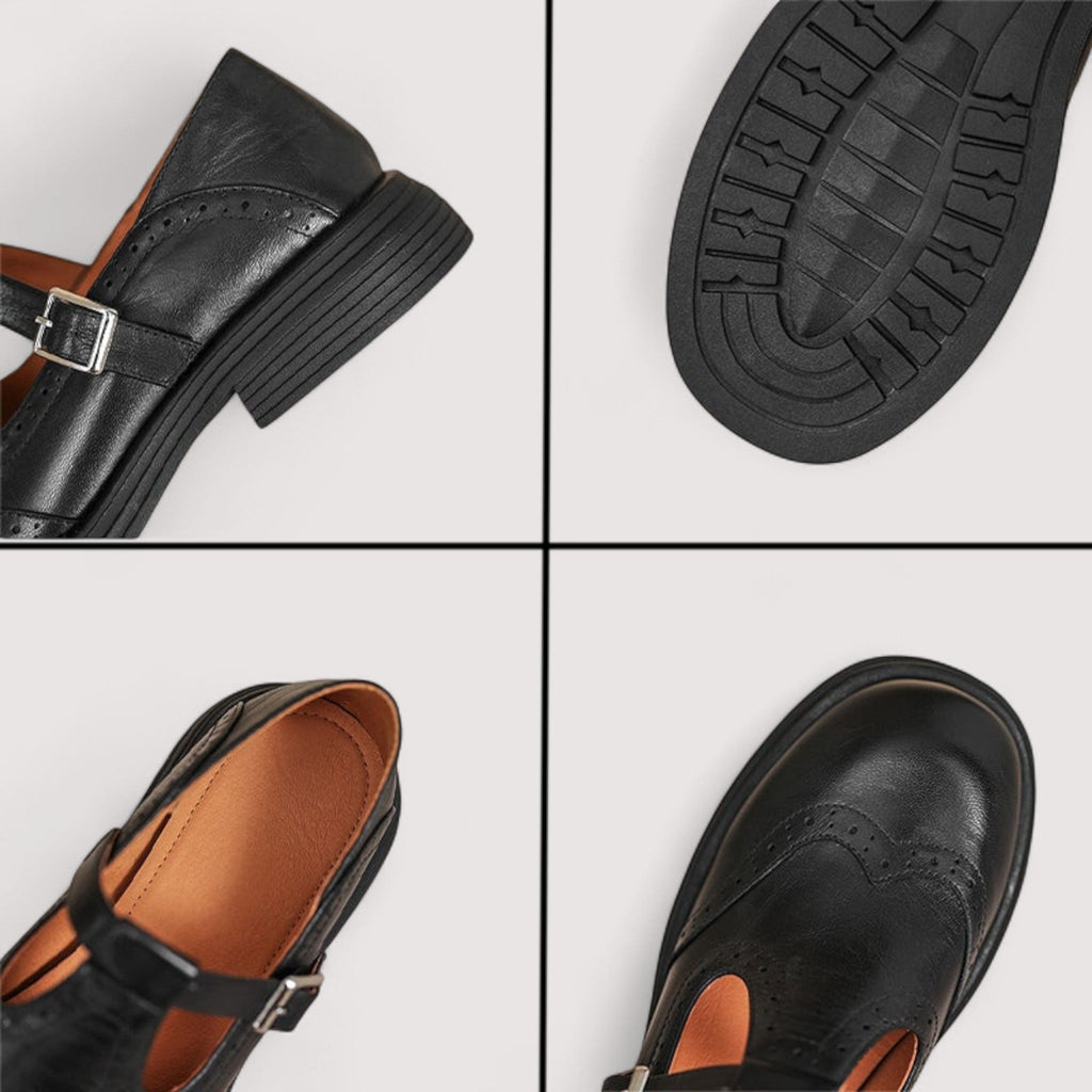 Zofia – Klassische Damen Mary-Jane Schuhe mit Brogue-Details