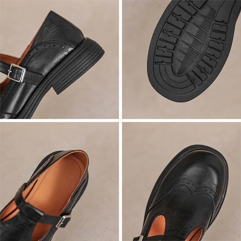 Lena – Klassische Mary Jane Schuhe mit Broguing-Details