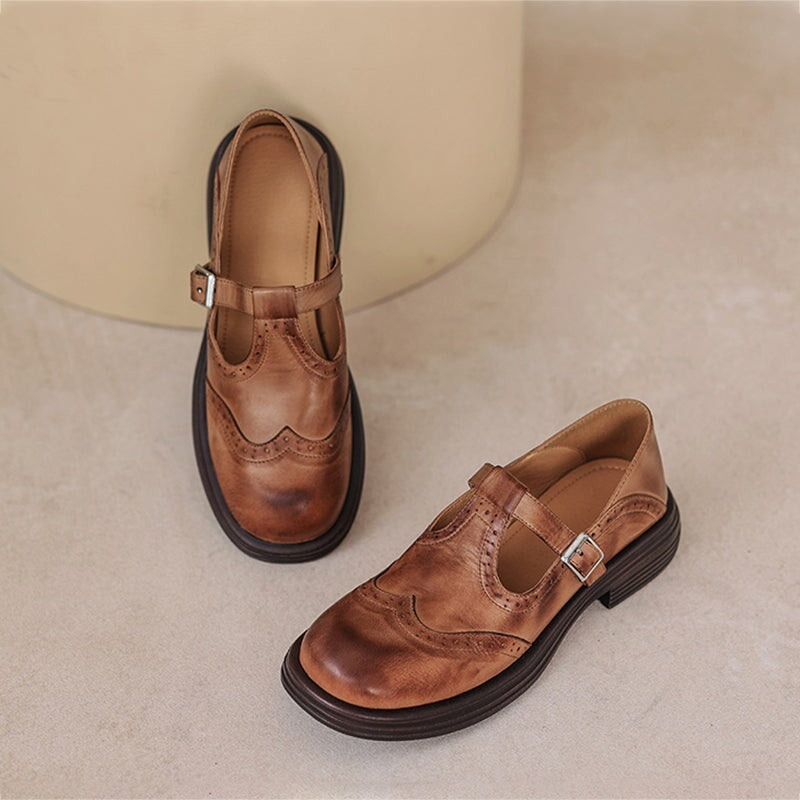 Lena – Klassische Mary Jane Schuhe mit Broguing-Details