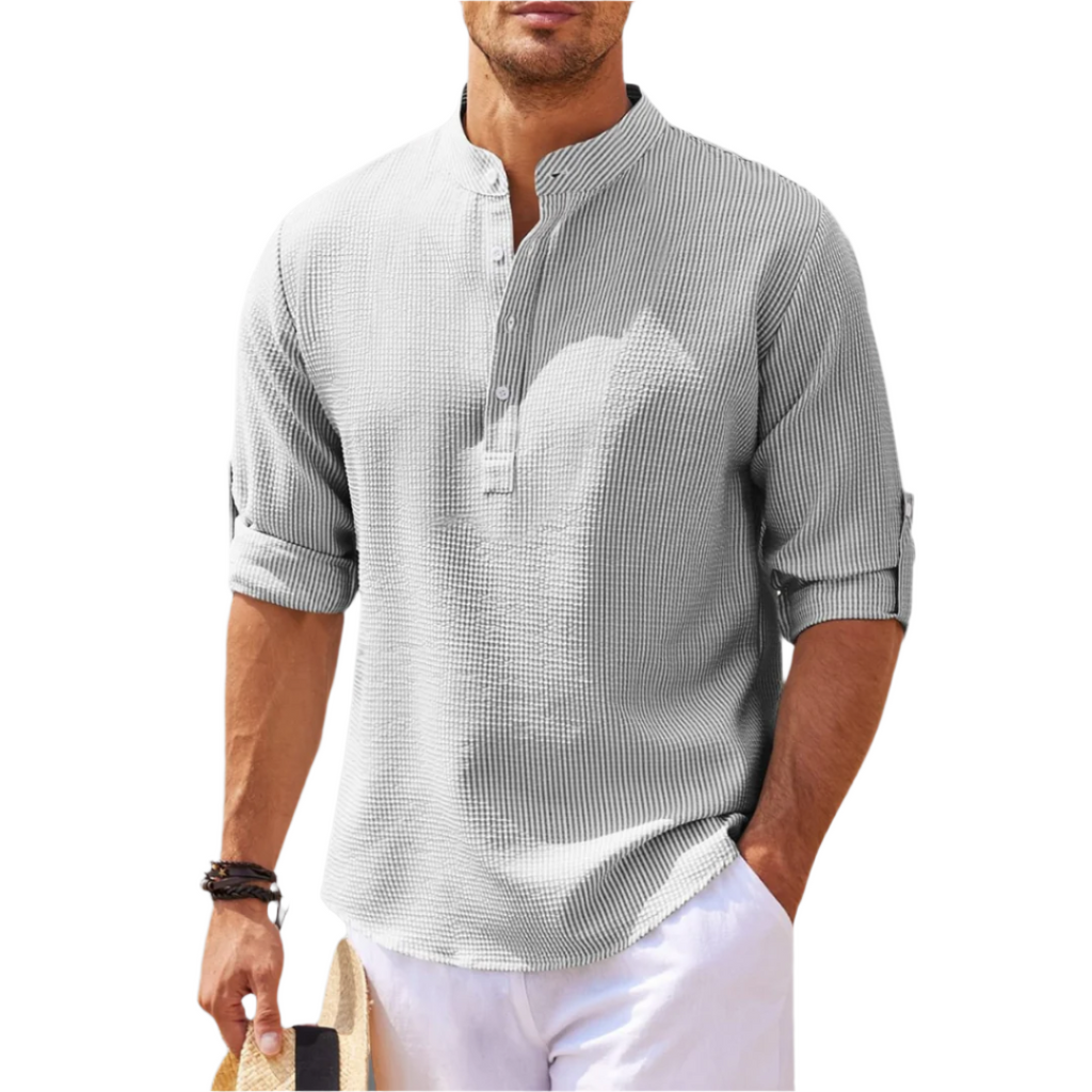 Simon – Long Sleeve Stand Collar Shirt - Image 8