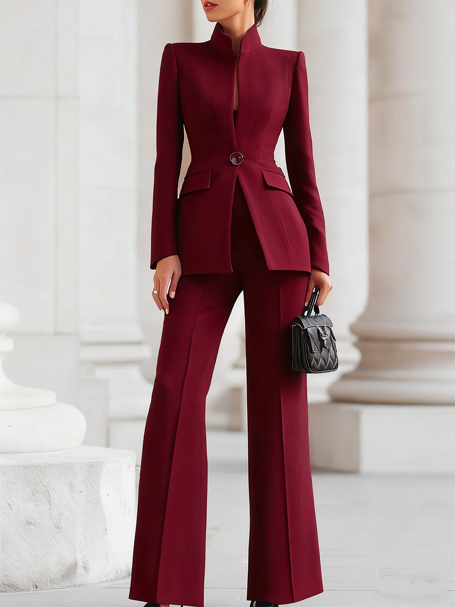 Modisches Damenoutfit mit figurbetontem Blazer und weit geschnittenen Hosen - J&B - 4 - Annoboutique