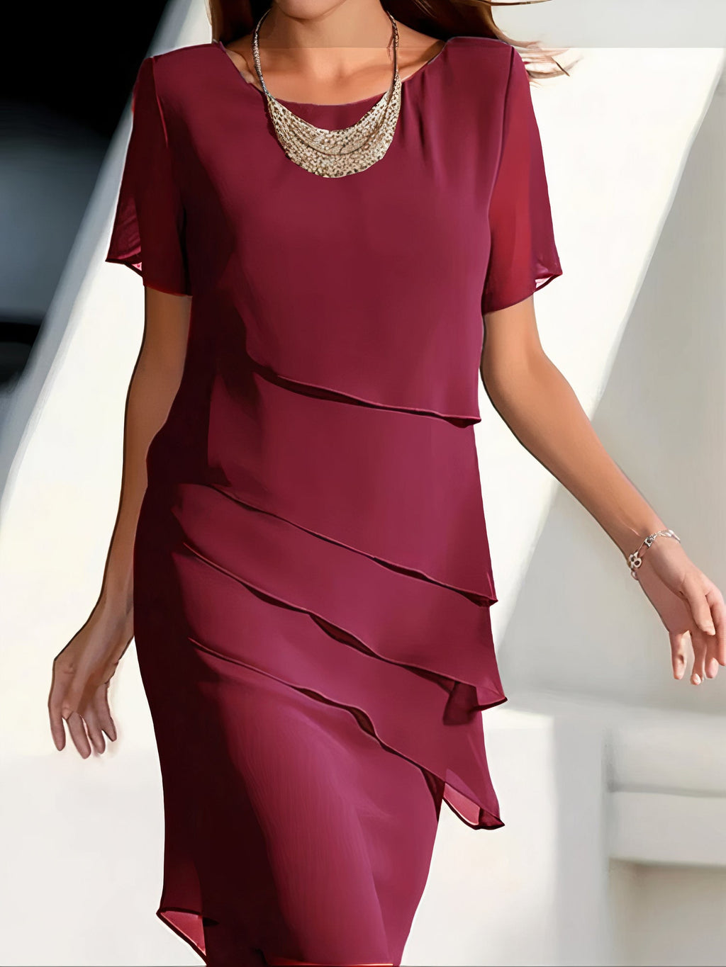 María – Elegantes fließendes Damen Midikleid