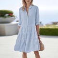 Lena – Damen Hemdblusenkleid mit Knopfleiste und Volantrock
