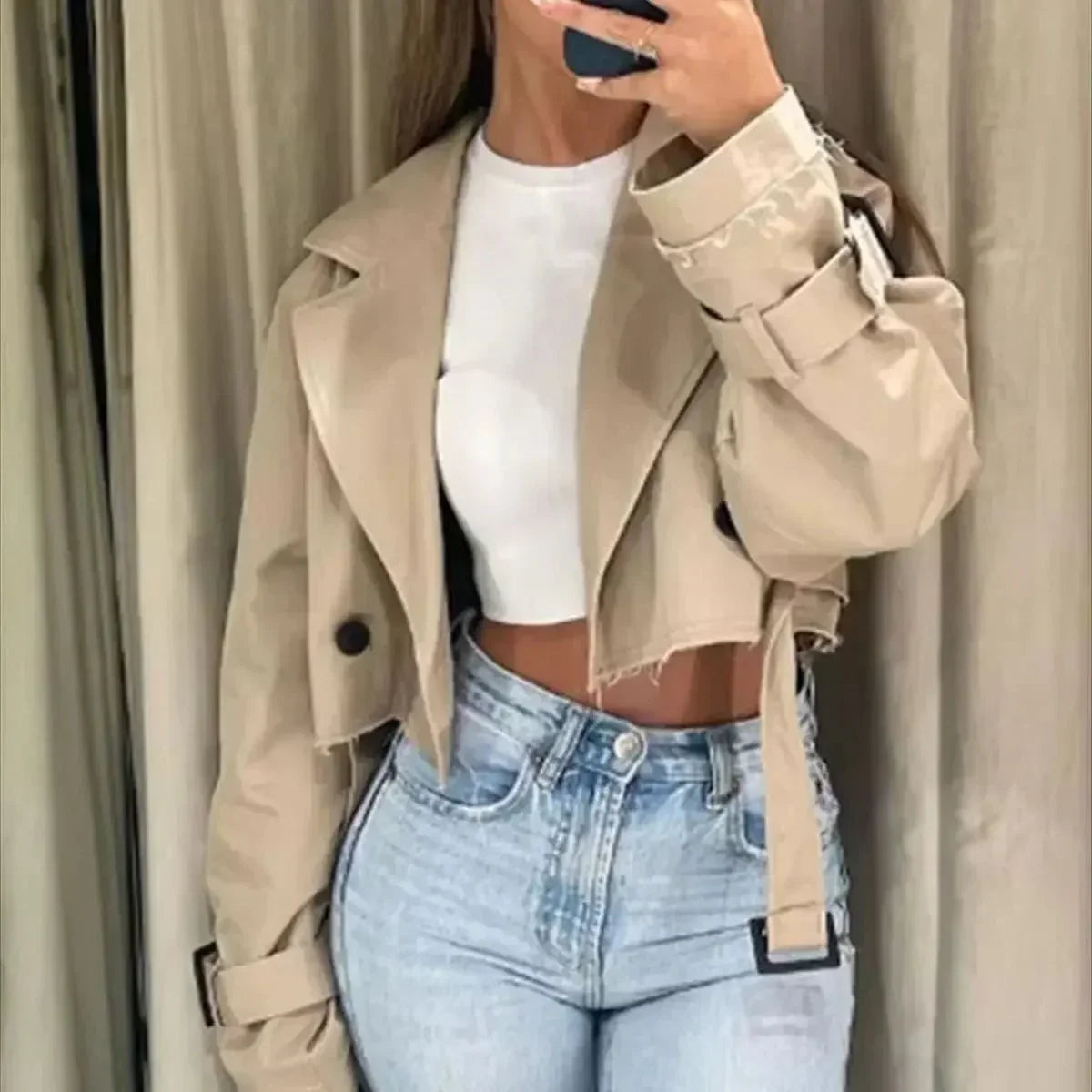 Clara - Cropped Trenchjacke für Damen Kurzjacke