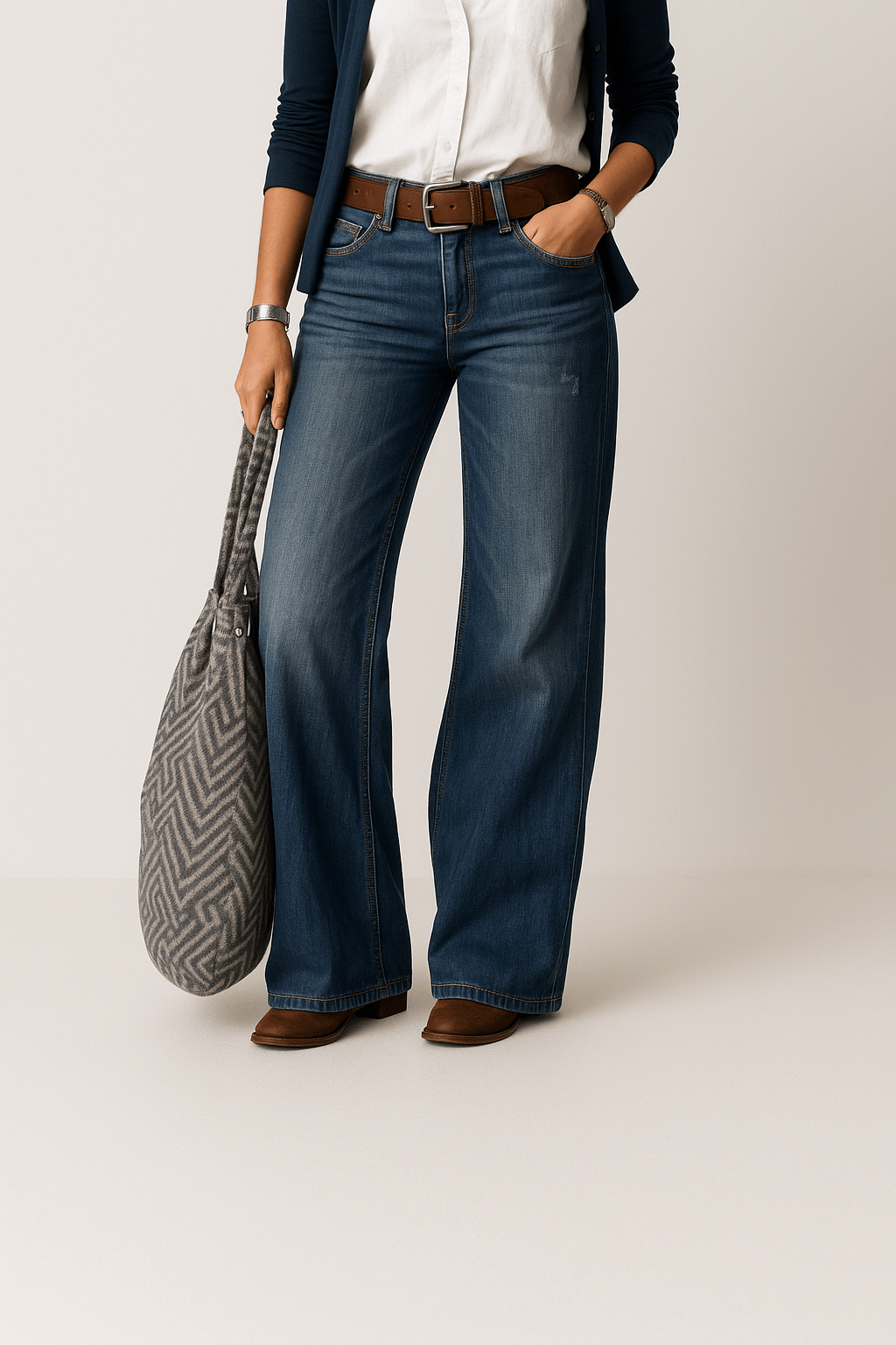 Majken Denim - Jeans mit Weitem Bein - Jeans - Hellgrau - Müller Mode