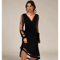 Luna – Elegantes Abendkleid mit Mesh-Ärmeln für Damen