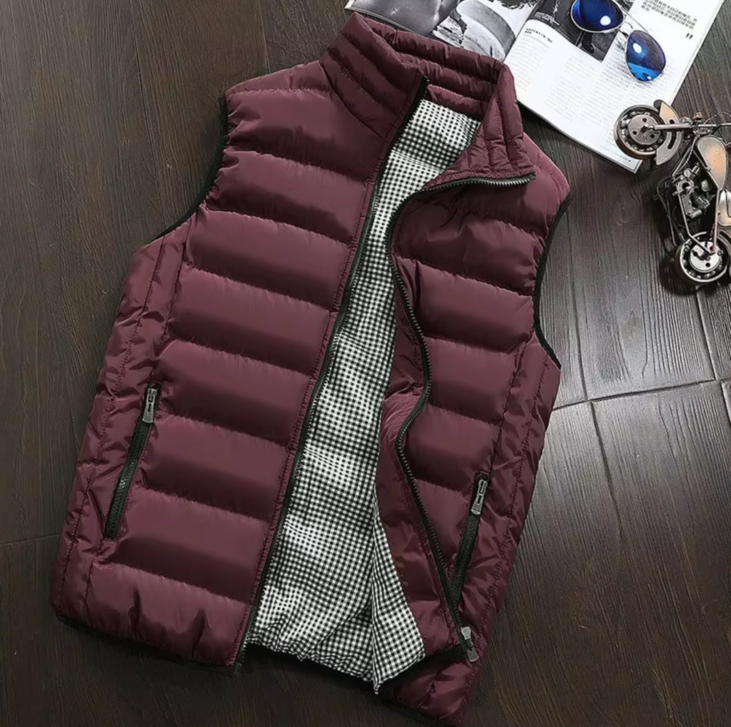 Wattierte Herrenweste mit Stehkragen und Reißverschluss - J&B - 5 - Annoboutique