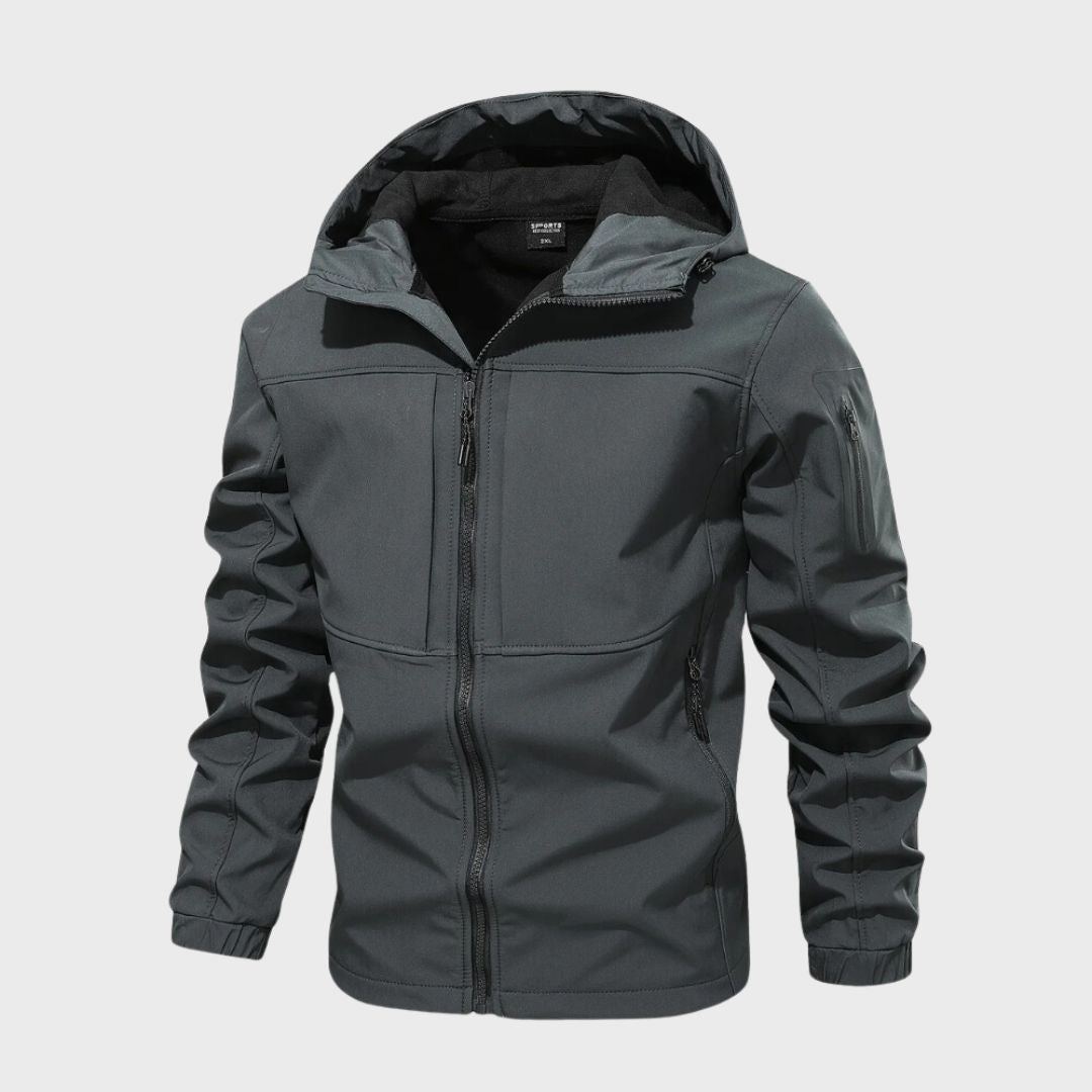 Atmungsaktive Herren Softshelljacke mit Kapuze und praktischen Taschen - J&B - 2 - Annoboutique