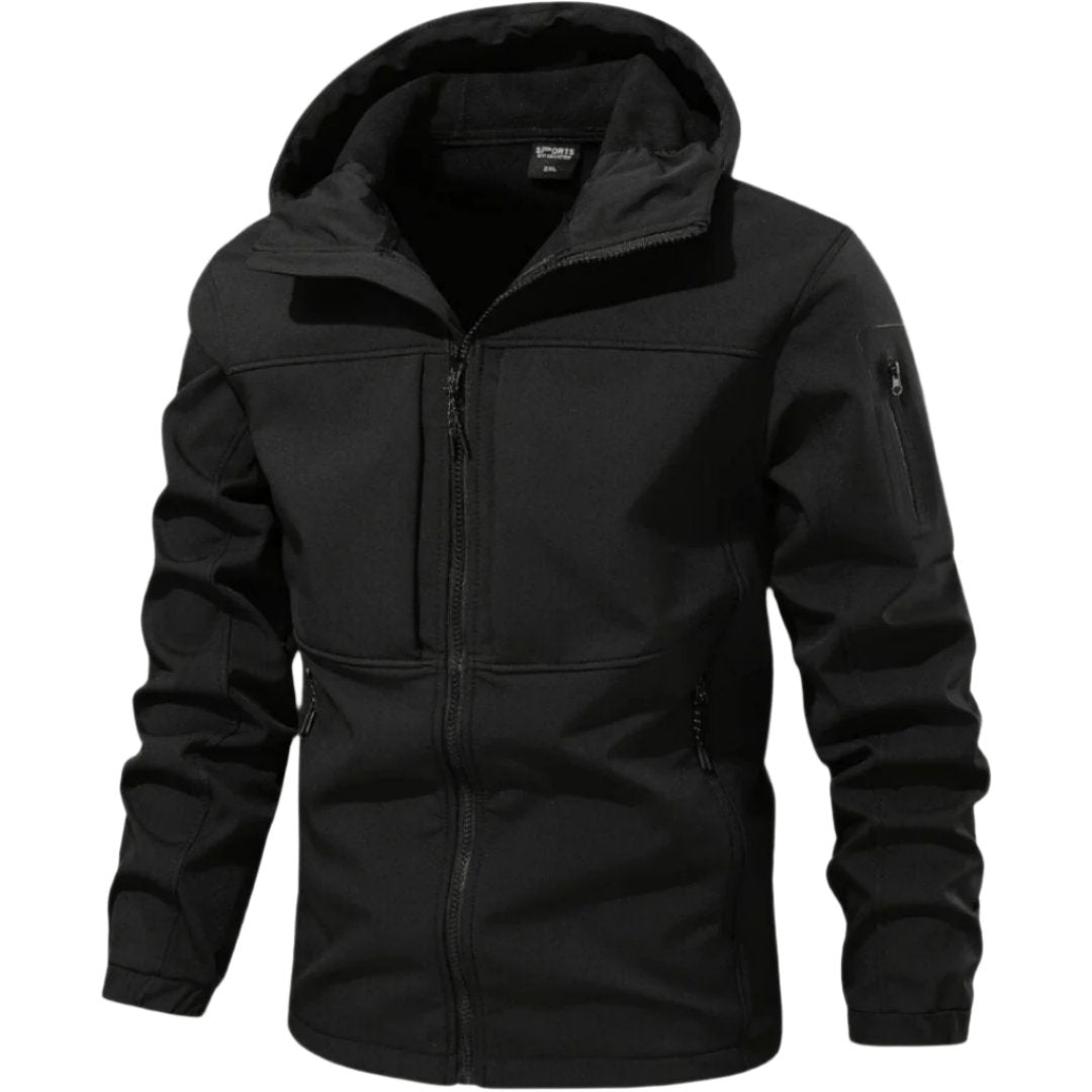 Atmungsaktive Herren Softshelljacke mit Kapuze und praktischen Taschen - J&B - 1 - Annoboutique