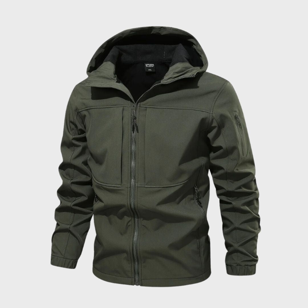 Atmungsaktive Herren Softshelljacke mit Kapuze und praktischen Taschen - J&B - 4 - Annoboutique