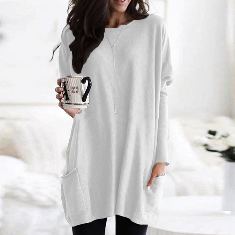 Lena – Langer Oversize-Strickpullover mit Taschen für Damen