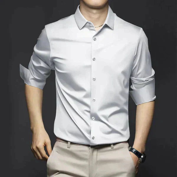 David – Herren Business Hemd Slim Fit Langarm Knitterfrei