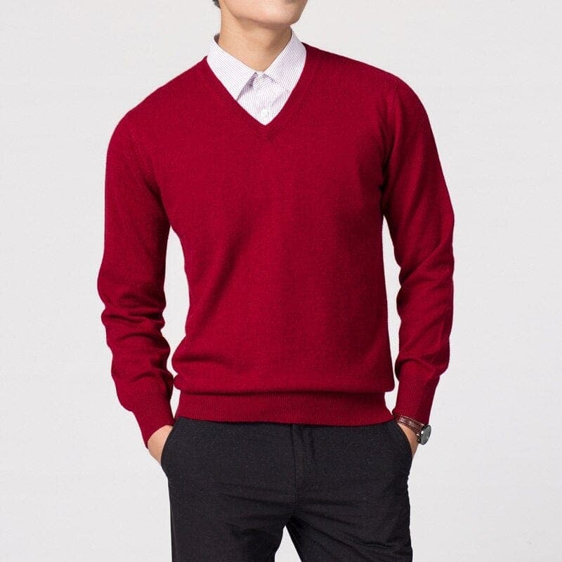 Hugo – Eleganter Herren Cashmere Pullover mit V-Ausschnitt