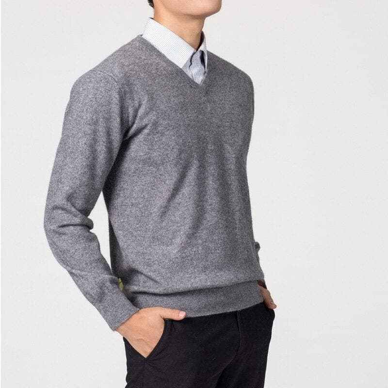 Hugo – Eleganter Herren Cashmere Pullover mit V-Ausschnitt
