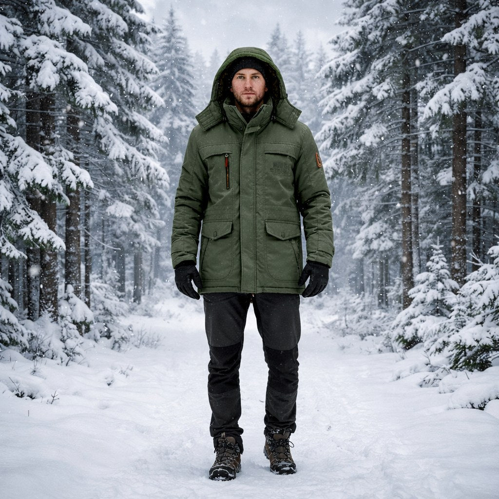 Herren Jacke mit Fleece-Innenfutter und Abnehmbarer Kapuze - J&B - 9 - Annoboutique
