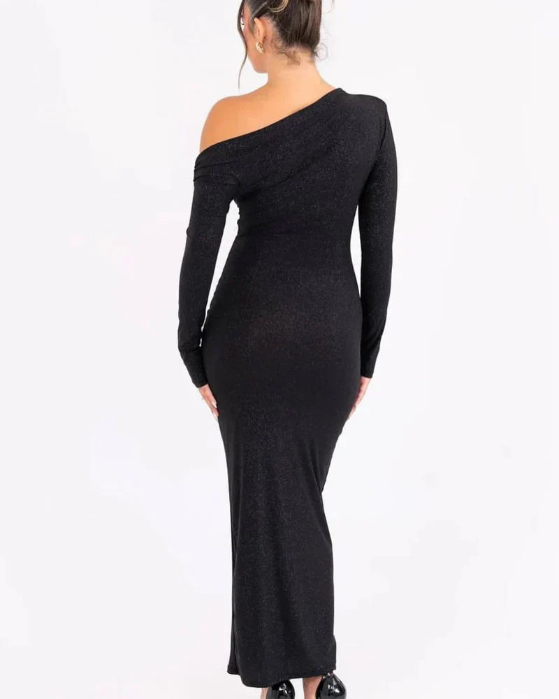Isabella – Elegantes One-Shoulder Pailletten Maxikleid für Damen