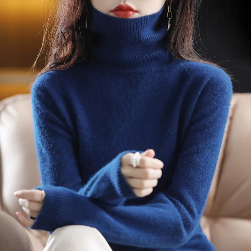 Isabella - Damen kaschmir Strickpullover mit Rollkragen