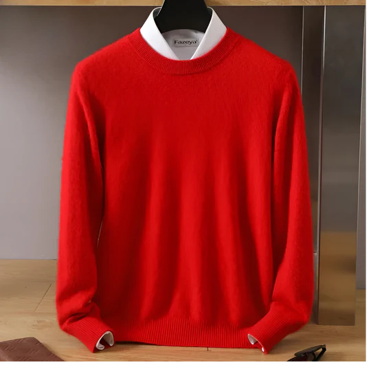 David - Herren  kaschmir Strickpullover mit Rundhalsausschnitt