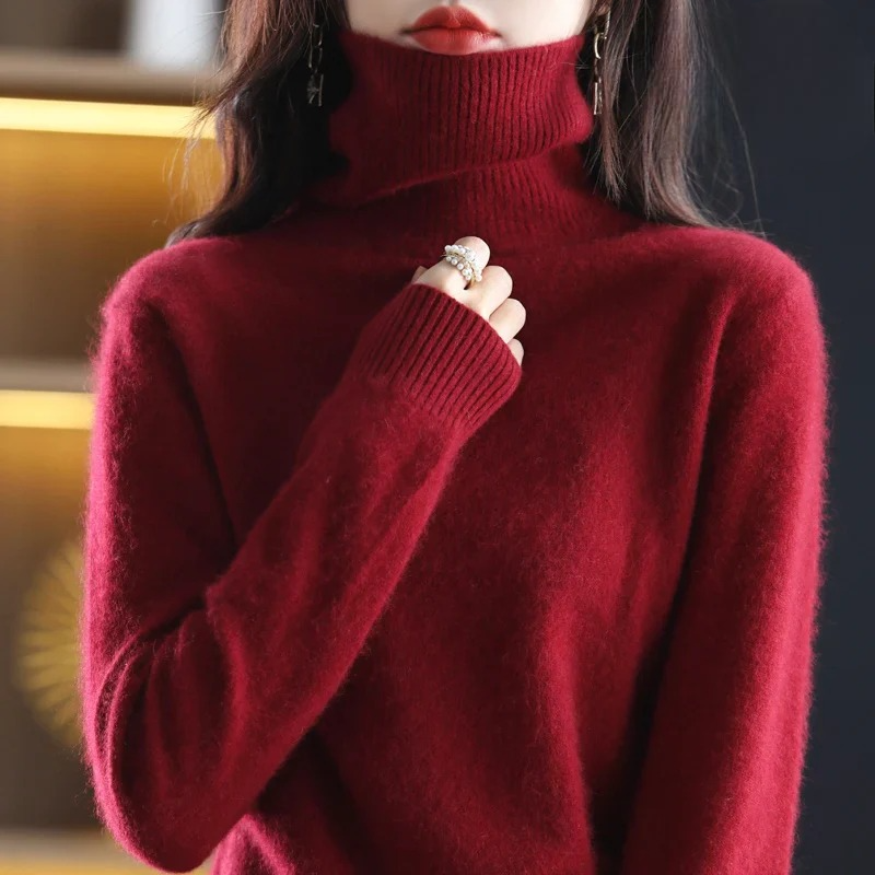 Isabella - Damen kaschmir Strickpullover mit Rollkragen