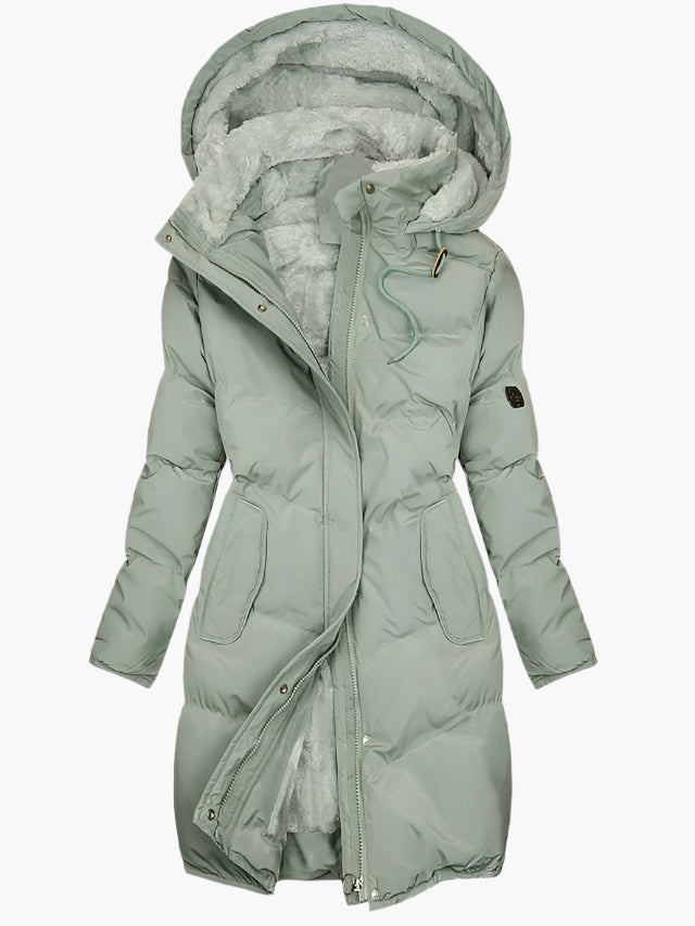 Damenlange Daunenjacke mit Kapuze und weichem Innenfutter - J&B - 3 - Annoboutique