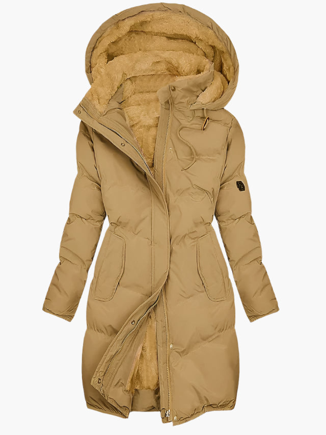Damenlange Daunenjacke mit Kapuze und weichem Innenfutter - J&B - 5 - Annoboutique