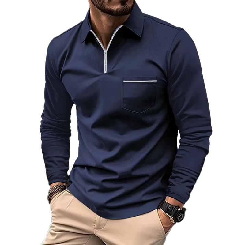 Luca – Herren Langarmshirt mit Reißverschlusskragen