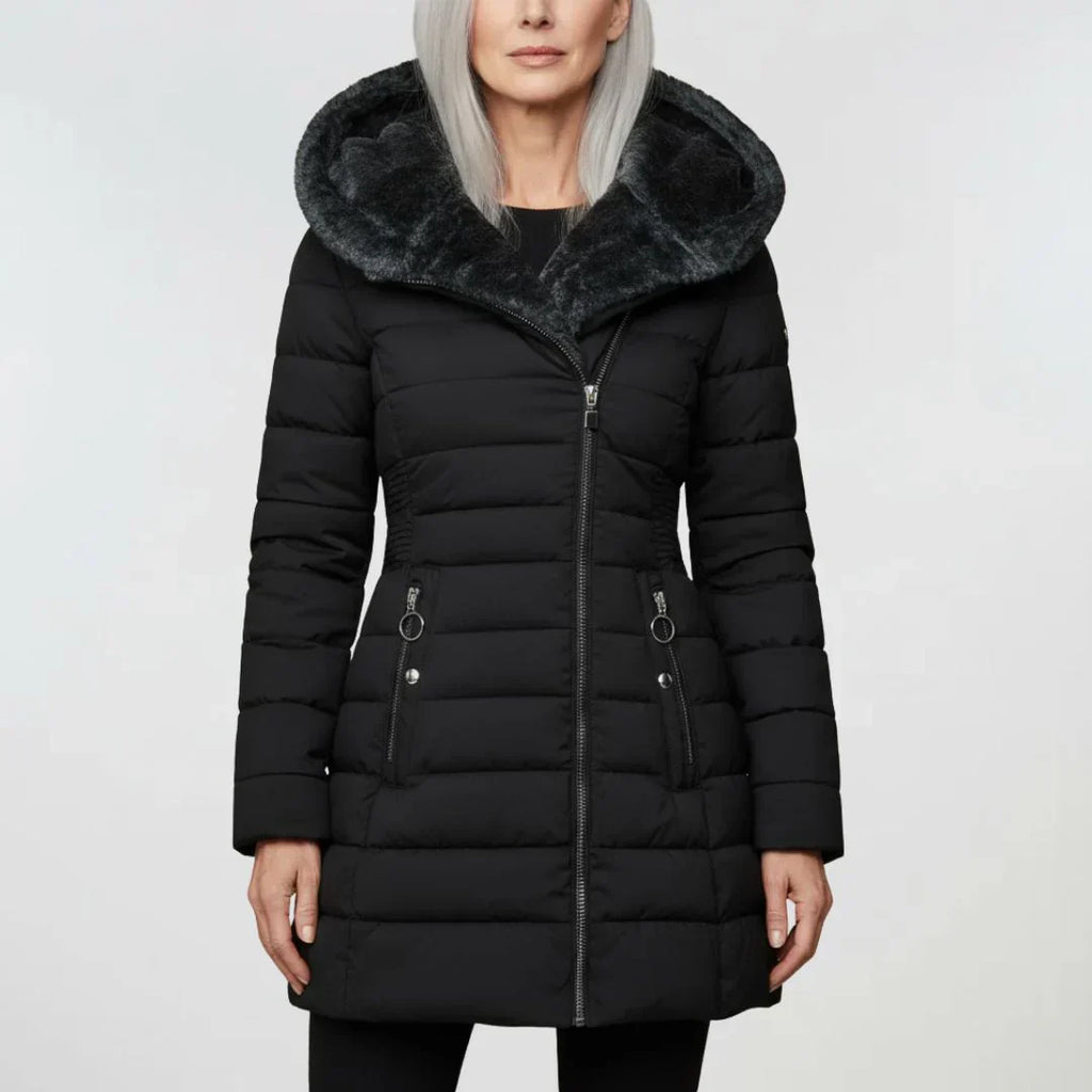 Lydia – Gefütterter Steppmantel mit Kapuze Damen