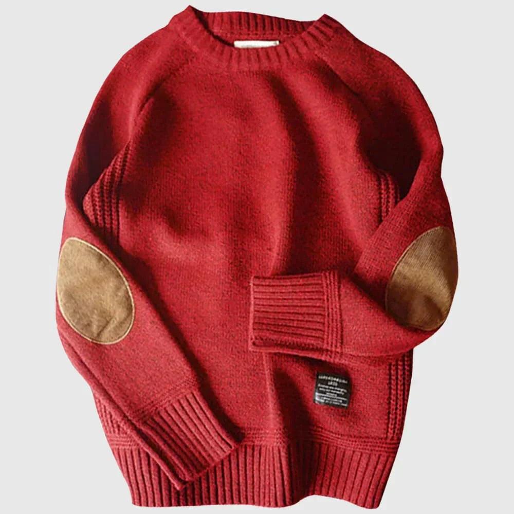 Lukas – Herren-Strickpullover mit Klassischen Ellbogenpatches
