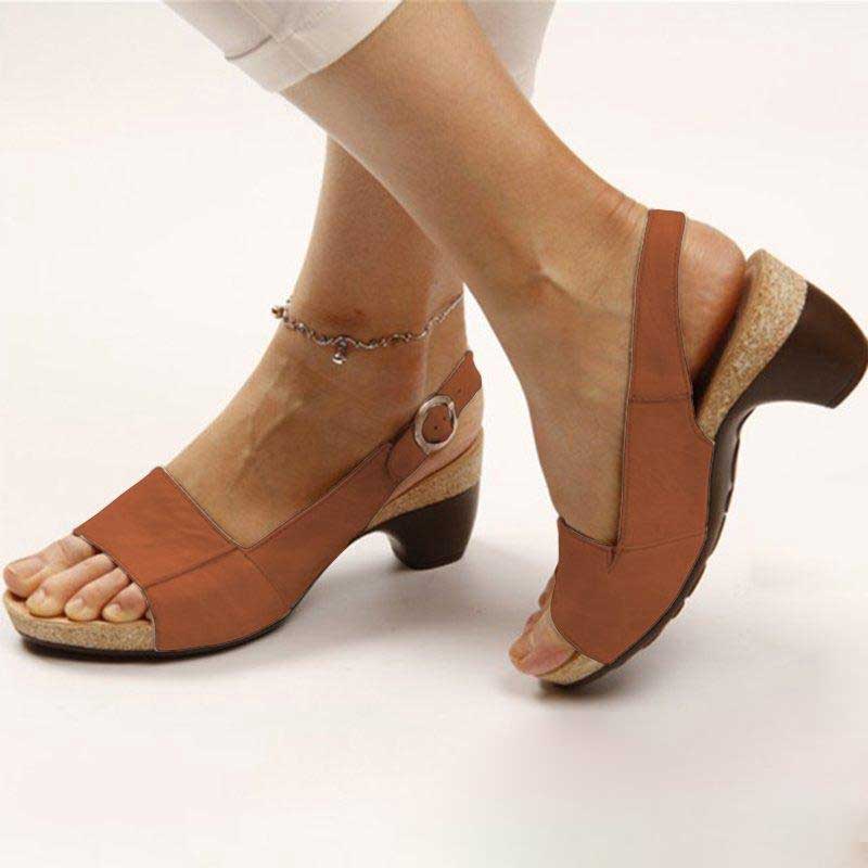 Anna – Damen Komfort Sandalen mit Blockabsatz und Riemenverschluss