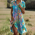 Amelie – Damen Sommerkleid mit floralem Muster und V-Ausschnitt