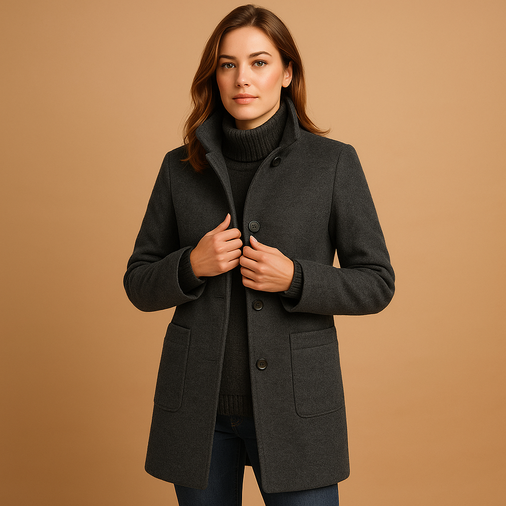 Sophie – Klassischer Strukturierter Damen Wollmantel
